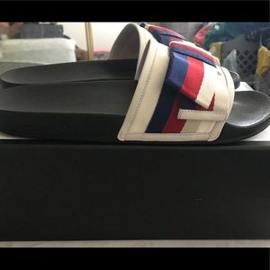 Gucci satin slide with web bow